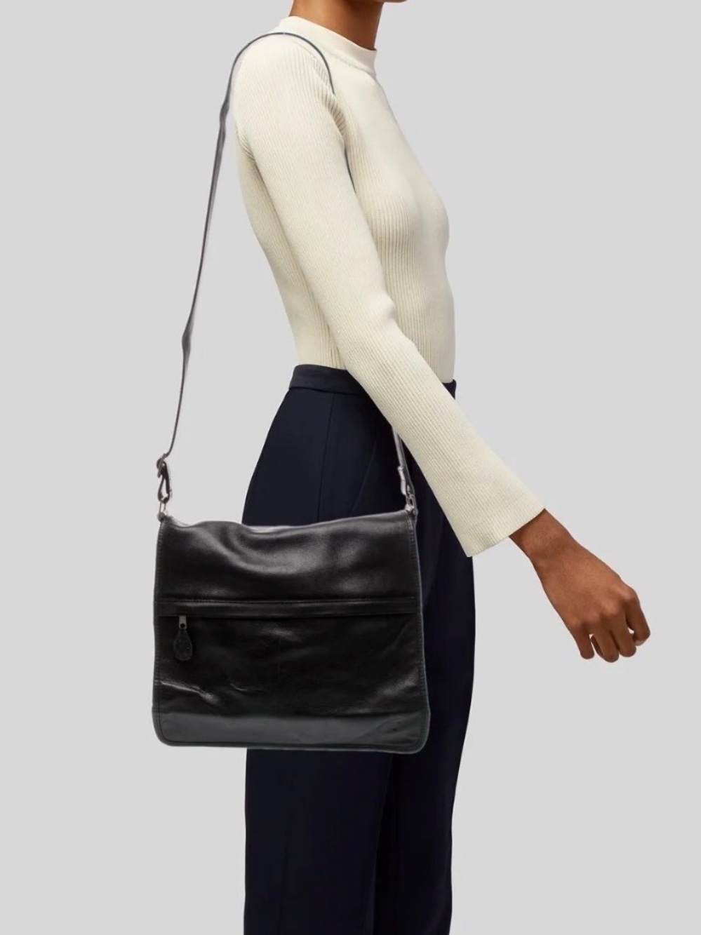 Frye Black Leather Messenger Bag